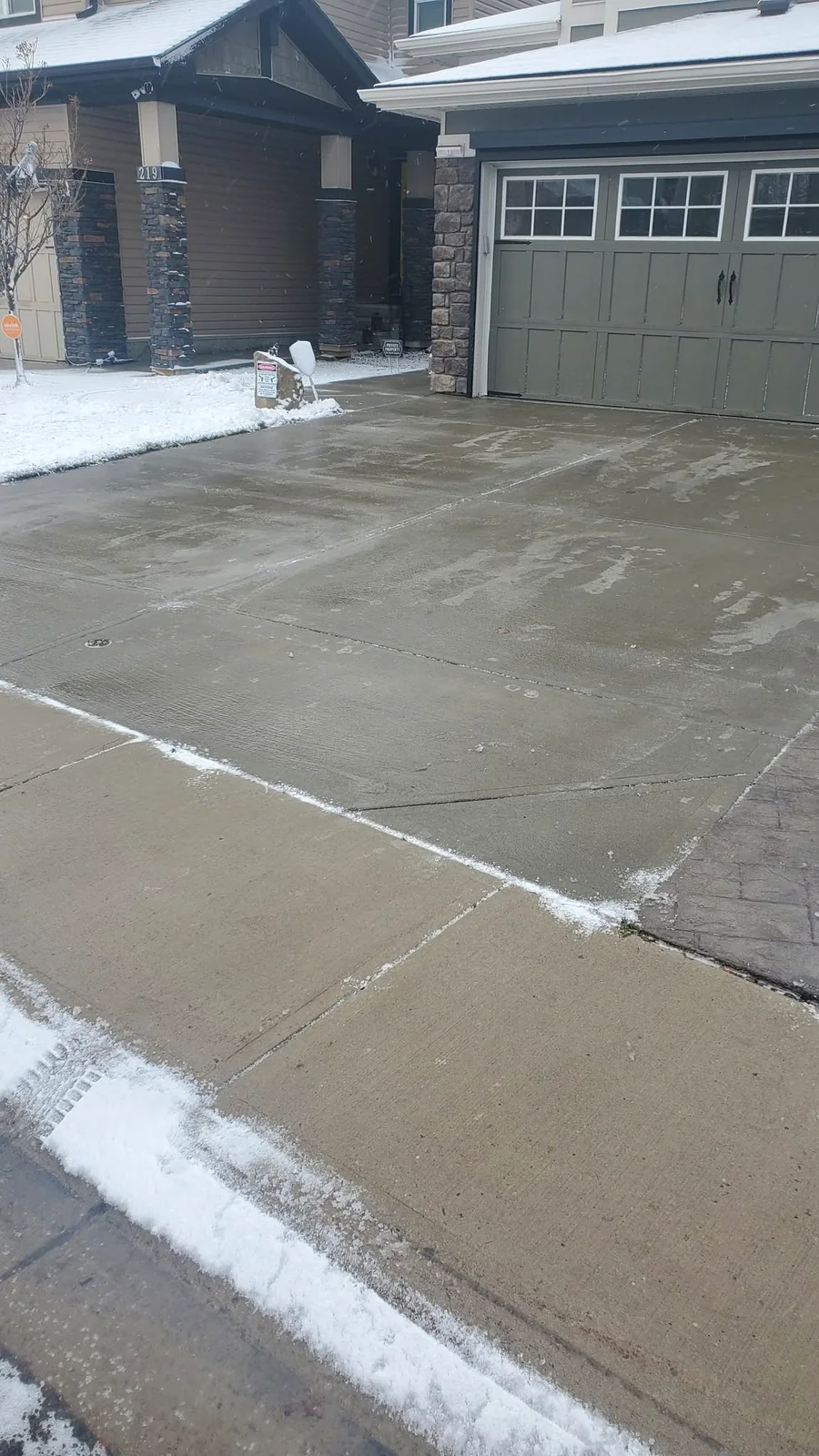 Driveway cleared after snow removal