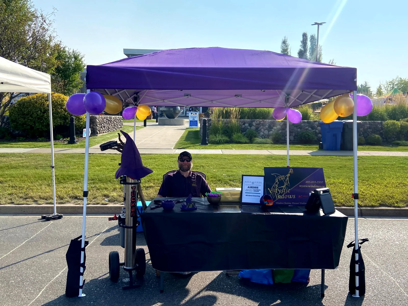 Mystic Windows booth at a local Airdrie event