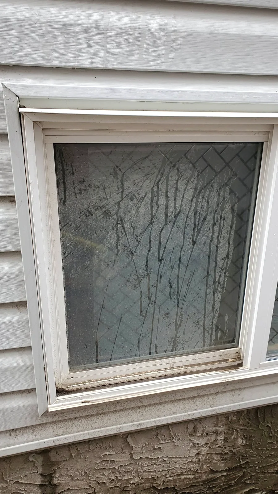 Dirty window before cleaning