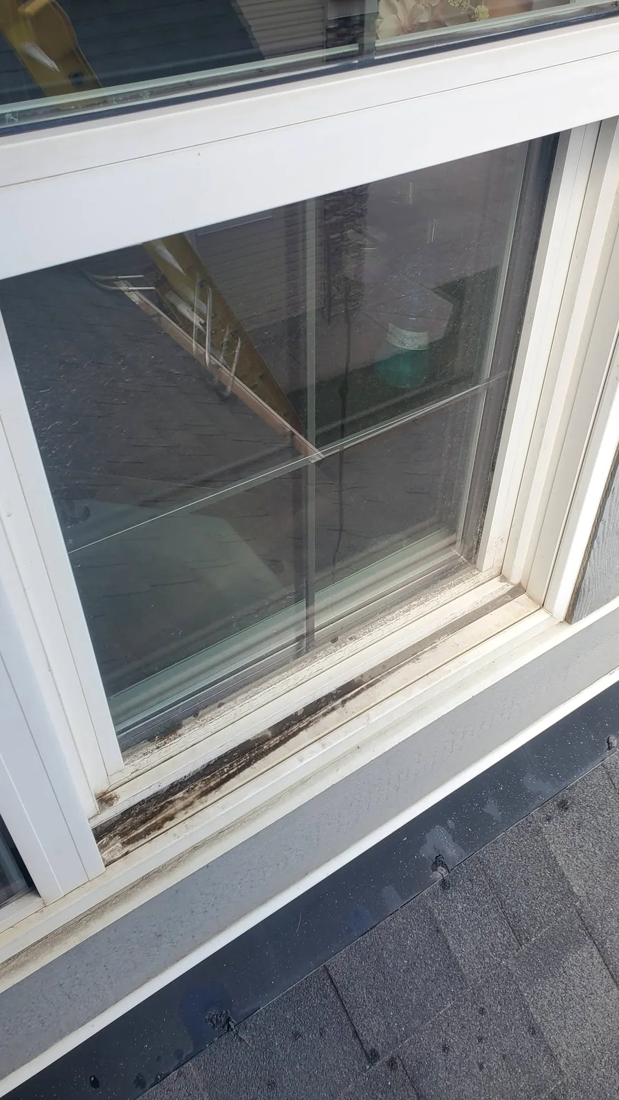 Dirty window and track before cleaning
